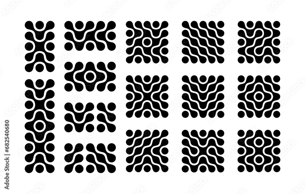Leinwandbilder set of abstract connect logo symbols. vector geometric patterns with dots and lines. conceptual flow
