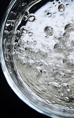 Bubbles Rising in Sparkling Water Close-up