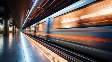 Fototapeta na wymiar Catching a glimpse of the subway train in motion blur.