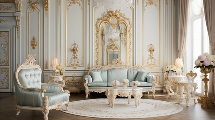 Rococo style living room interior