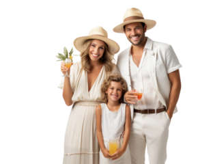 Summer Fun Family Portrait on Transparent Background