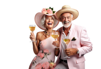 Joyful Elderly Couple Celebrating Summer Fun