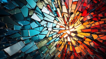 Liquid glass shattering into a mesmerizing mosaic of fragments. - obrazy, fototapety, plakaty