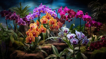 Magnificent orchids in a variety of shapes and hues, showcasing the diversity of nature.