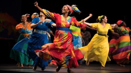 People from around the world participating in a vibrant, cultural dance performance. - obrazy, fototapety, plakaty