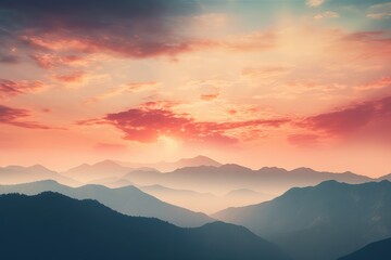 Dusk above the mountains, copy space