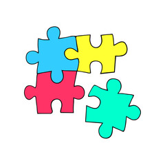 Puzzle elements on a white background. Children theme.