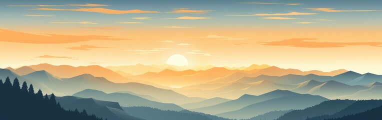 Fototapeta premium Dusk above the mountains, copyspace