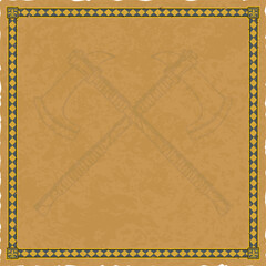 Square Parchment with Fleur de Lis Frame and Crossed Battle Axes