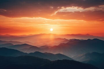 Obraz premium Dusk above the mountains, copyspace