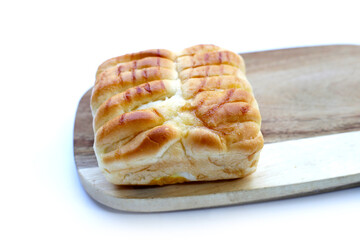 Pork flossy bread on white background.