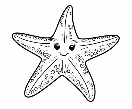 recommend clip art: Smiling Starfish star fish,  sea ocean themed, coloring book page, coloring book, outline, SVG vector art, isolated on a white background