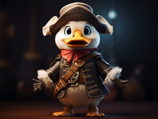 A Cute 3D Goose Dressed Up as a Pirate