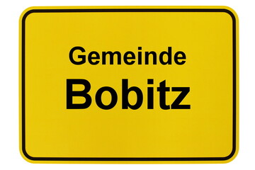 Illustration eines Ortsschildes der Gemeinde Bobitz in Mecklenburg-Vorpommern