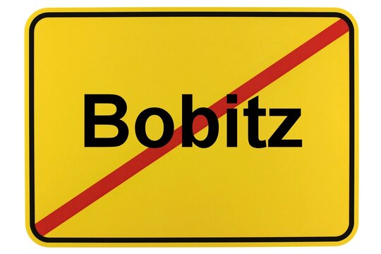 Illustration eines Ortsschildes der Gemeinde Bobitz in Mecklenburg-Vorpommern