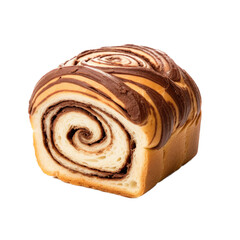 Fototapeta premium Cinnamon Swirl bread, sliced 3/4 view, PNG, in a Food-themed, isolated, and transparent photorealistic illustration. Generative ai