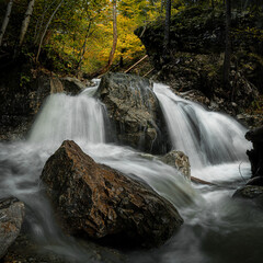 Waterfall on a small stream in autumn
