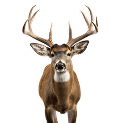 a Whitetail deer portrait,  front view in an isolated and transparent PNG in a Wildlife-themed, photorealistic illustration. Generative ai