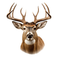 a Whitetail deer portrait,  front view in an isolated and transparent PNG in a Wildlife-themed, photorealistic illustration. Generative ai