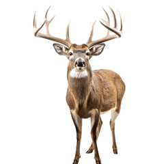 a Whitetail deer, full body, front view in an isolated and transparent PNG in a Wildlife-themed, photorealistic illustration. Generative ai