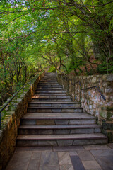  Holy Monastery of Rousanos Saint Barbara situated on a high cliff. Great Wonders of Greece concept