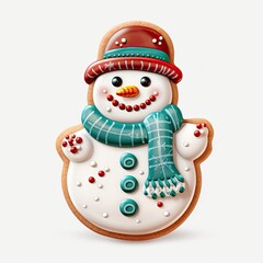 a Gingerbread snowman cookie in a Holiday-themed, realistic illustration in JPG.  Generative ai