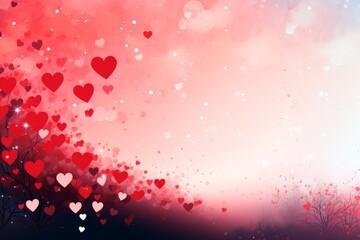 Valentine's day background with colored hearts. Copy space.