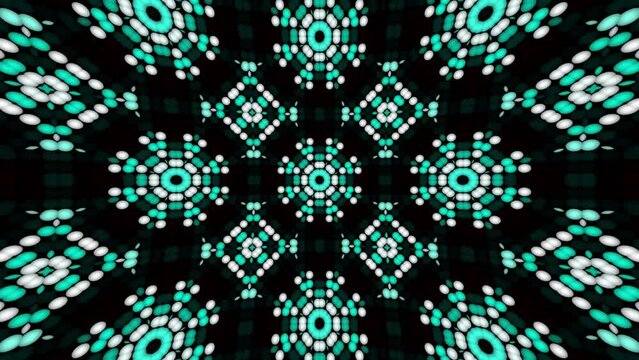 kaleidoscope pattern with glowing blue neons. Camera later zoom in like light of speed tough space effect. Modern 4k animaton video