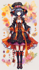 colorful character anime girl