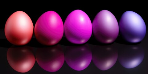 purple Easter eggs on dark background. 