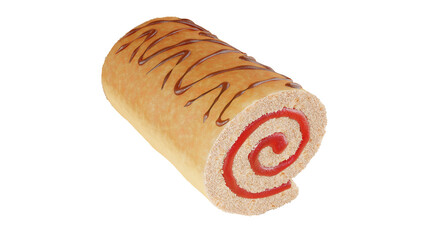 rolled cake on a black background. 3D illustration.