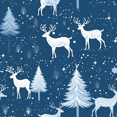 Obraz na płótnie Canvas Vintage christmas reindeer seamless pattern in solid pastel colors for festive holiday design