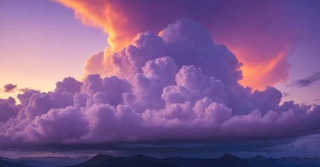 Purple and orange sky background with clouds, high resolution, fantasy atmospheric cloud cover, approaching storm clouds, whimsical nature, weather patterns