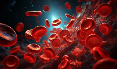 Tuinposter Macrofotografie Photo human red blood cells with blood macro photography