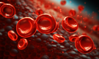 Photo human red blood cells with blood macro photography