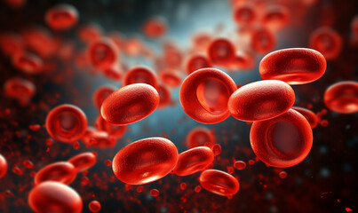 Photo human red blood cells with blood macro photography