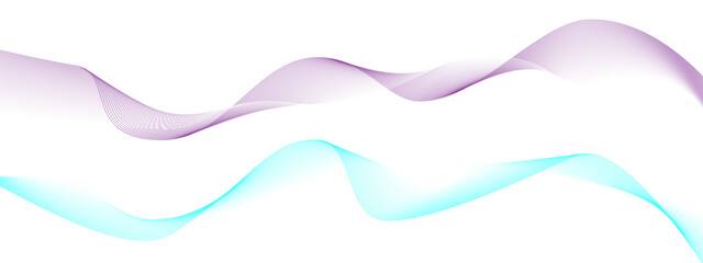 Blue gradient wave texture or background. Curved style smooth lines created by bend tool. Abstract isolated design or DNA. Vector illustration.