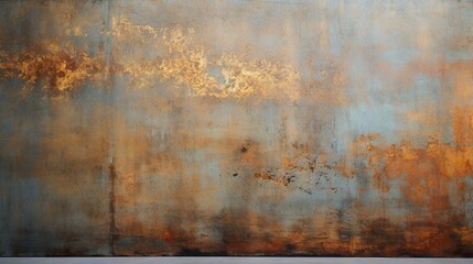 A metallic epoxy coated wall with a weathered and distressed appearance.
