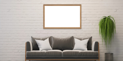 frame mockup on the wall in the living room
