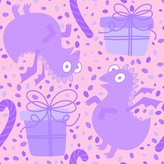 Cartoon animals seamless dragon pattern for wrapping paper and fabrics and linens and kids clothes print