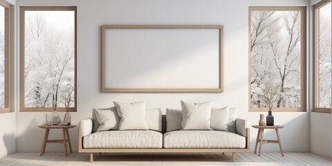 frame mockup on the wall in the living room