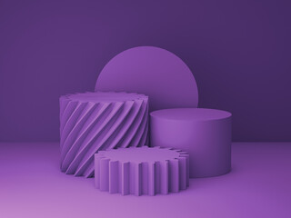 Violet product podium stage, cylinder shape design element