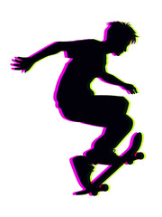 Fototapeta na wymiar silhouette skateboarder vector illustration