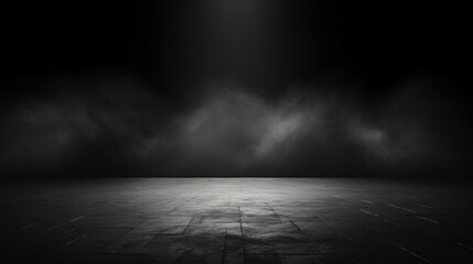 Abstract image of dark room concrete floor. Black room or stage background for product...