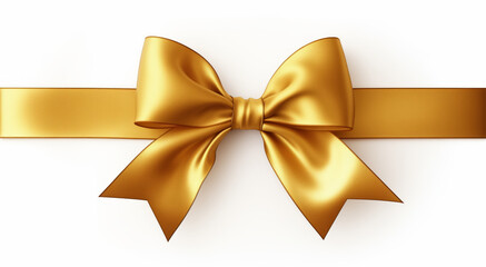 Gold ribbon and bow isolated on white background