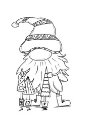 Christmas gnome doodle , dwarf