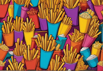 French fries, banner pattern