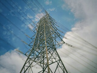 energy tower with blue sky