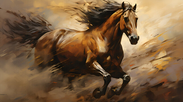 Artistic Style Running Horse Painting Drawing Artwork