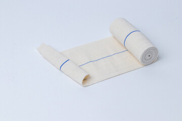 Medical bandage roll on white background.
